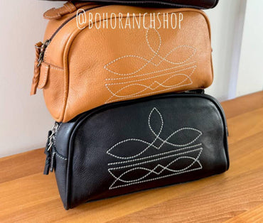 Boot Stitch Leather Toiletry Bag