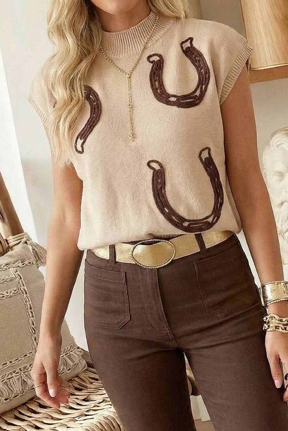 Horseshoe Mock Neck Knit Top