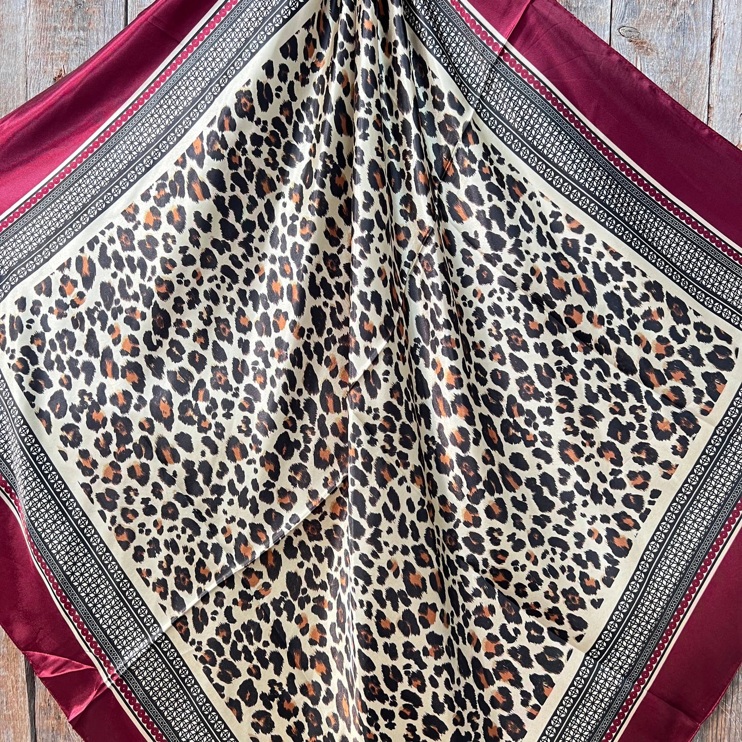Wine Leopard Print Wild Rag