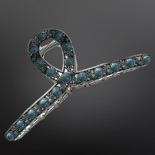 Turquoise Beaded Claw Clip