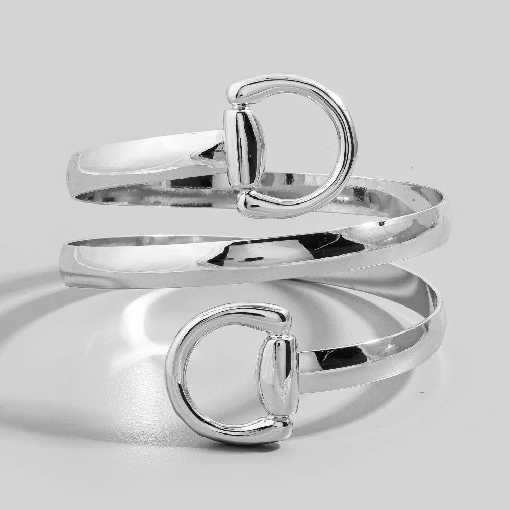 Double Equestrian Horse Bit Ring Bangle Bracelet
