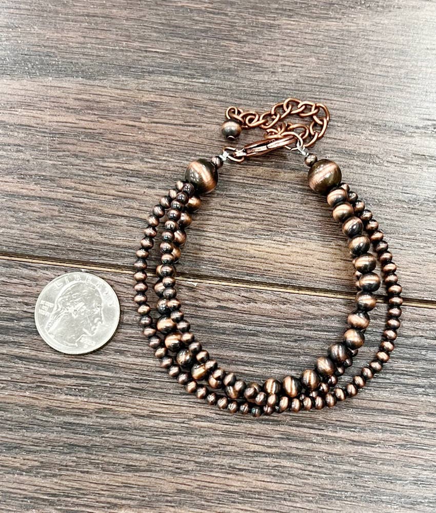 3 strand Copper Navajo Adjustable Bracelet