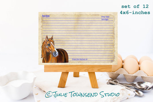 Set of 12 Cute Horse Recipe Cards