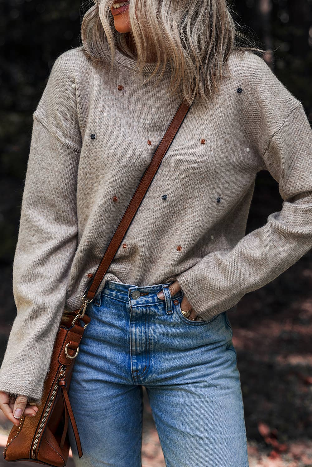 Colored Dot Crewneck Sweater