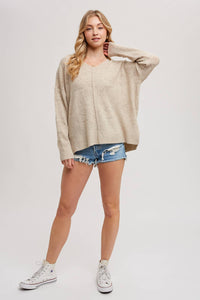 V-Neck Knit Sweater Pullover