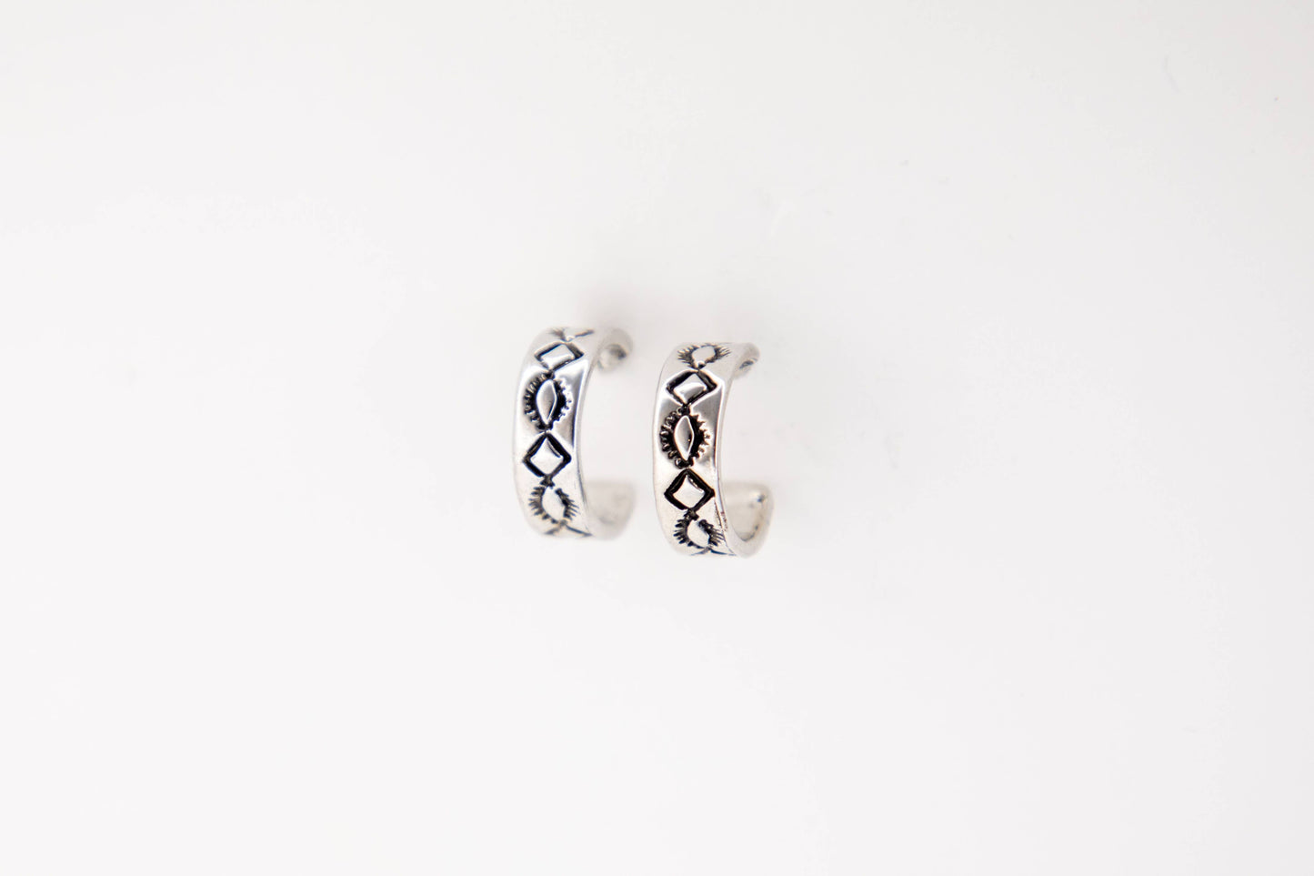 Diamond Stamped Small Hoop Earring