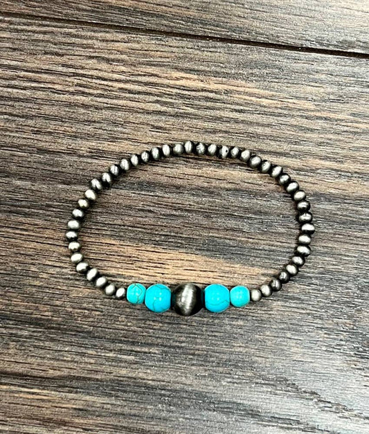 Turquoise Bead Stretch Bracelet