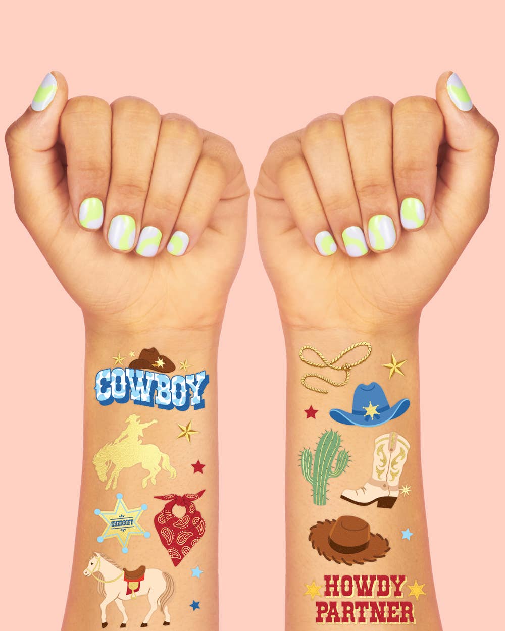 Wild Wild West Tats - 52 temporary tattoos, western kids