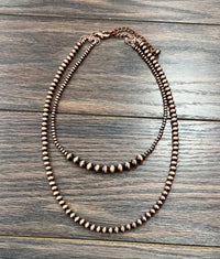 Copper Western Bead Strand Necklace