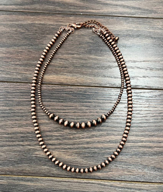 20" 2-strand Copper Navajo Bead Necklace