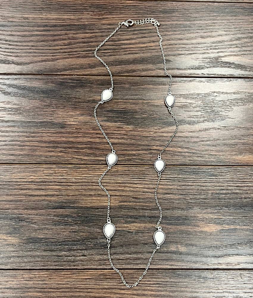 Drop White Stone Necklace