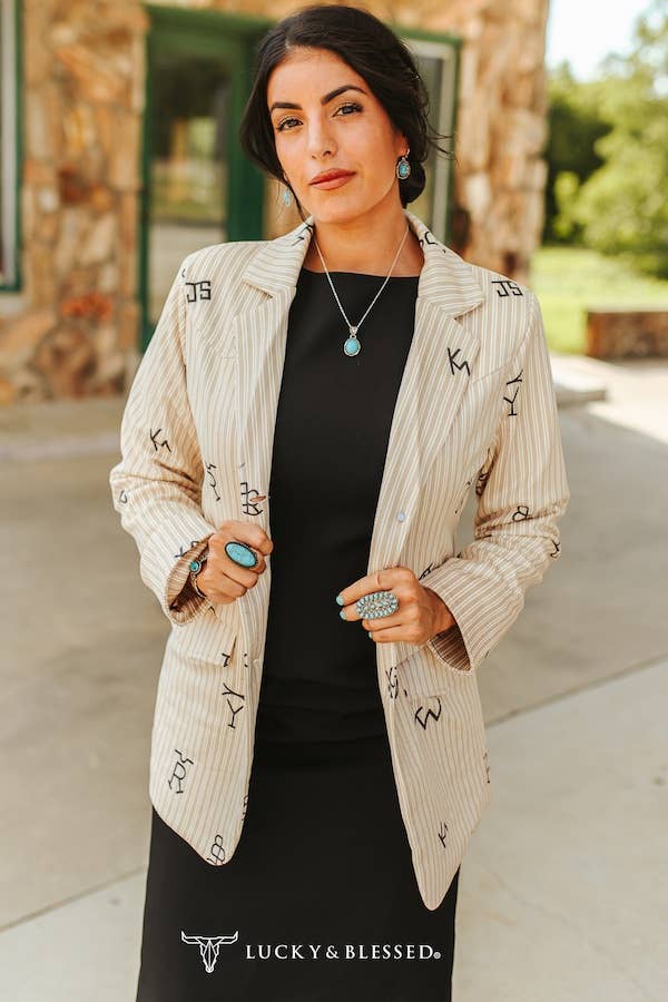 Beige Pin Stripe Blazer