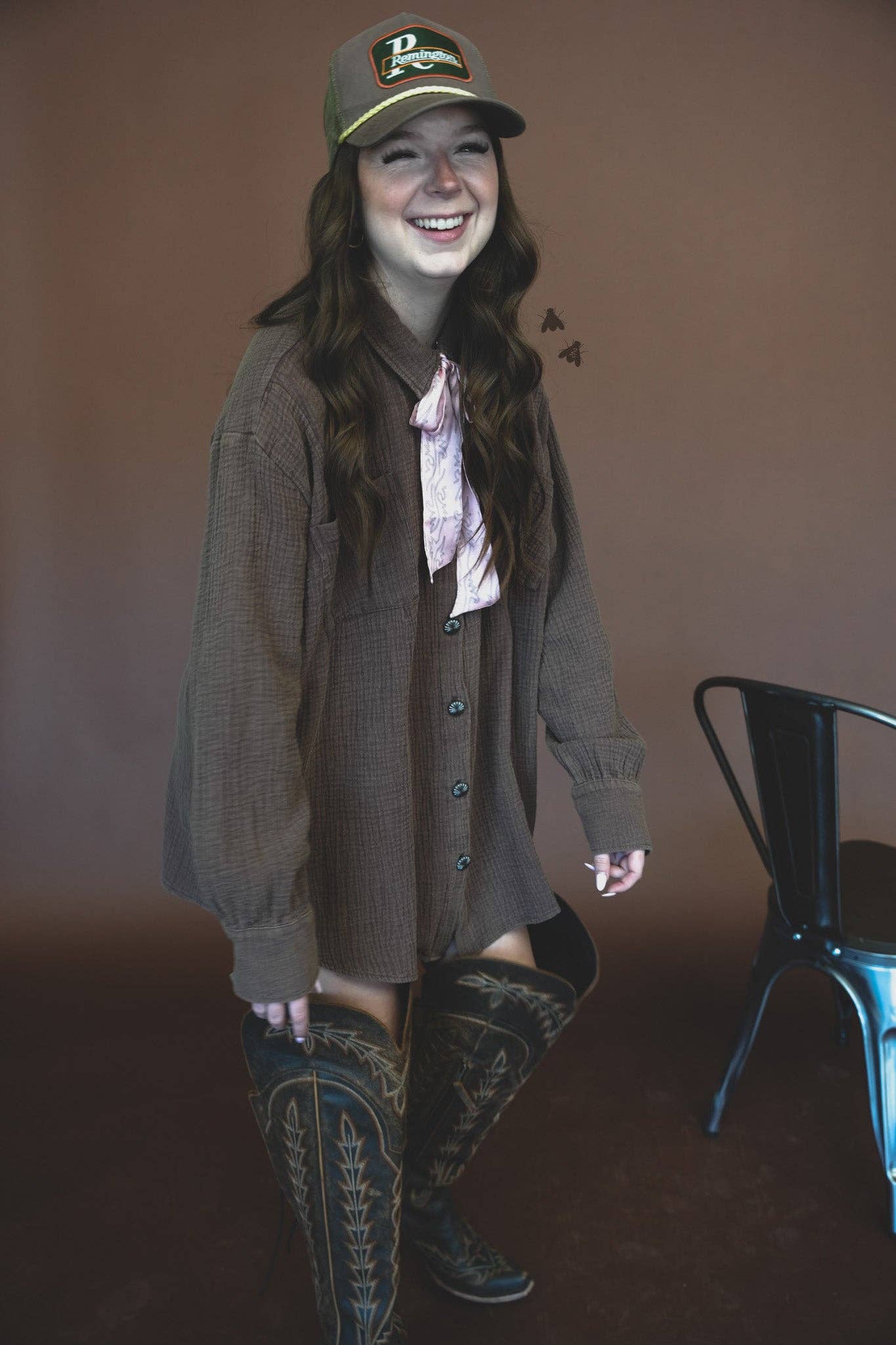 Chocolate Acres Button Up