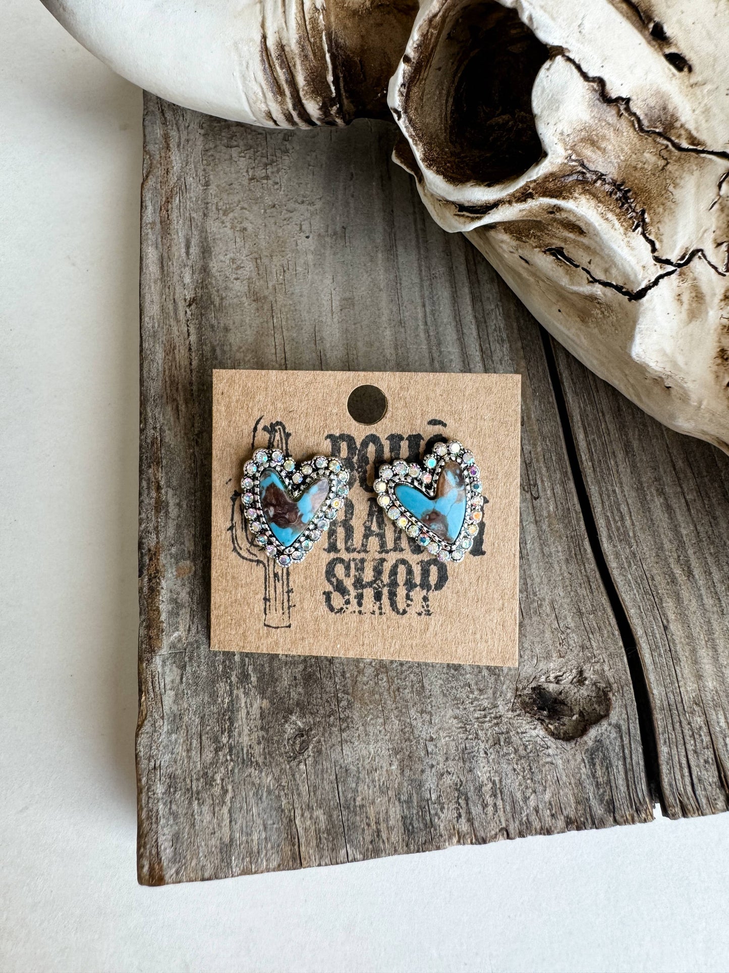 Turquoise Heart Post Earrings