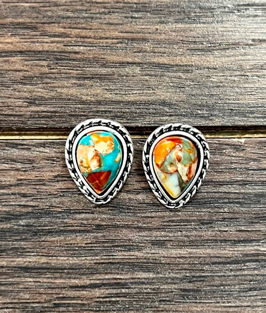 13mm Drop Gemstone Stud Earrings