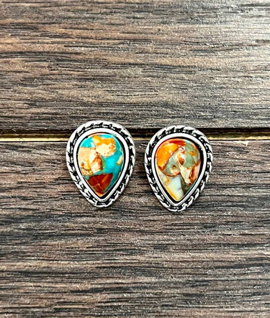 13mm Drop Gemstone Stud Earrings