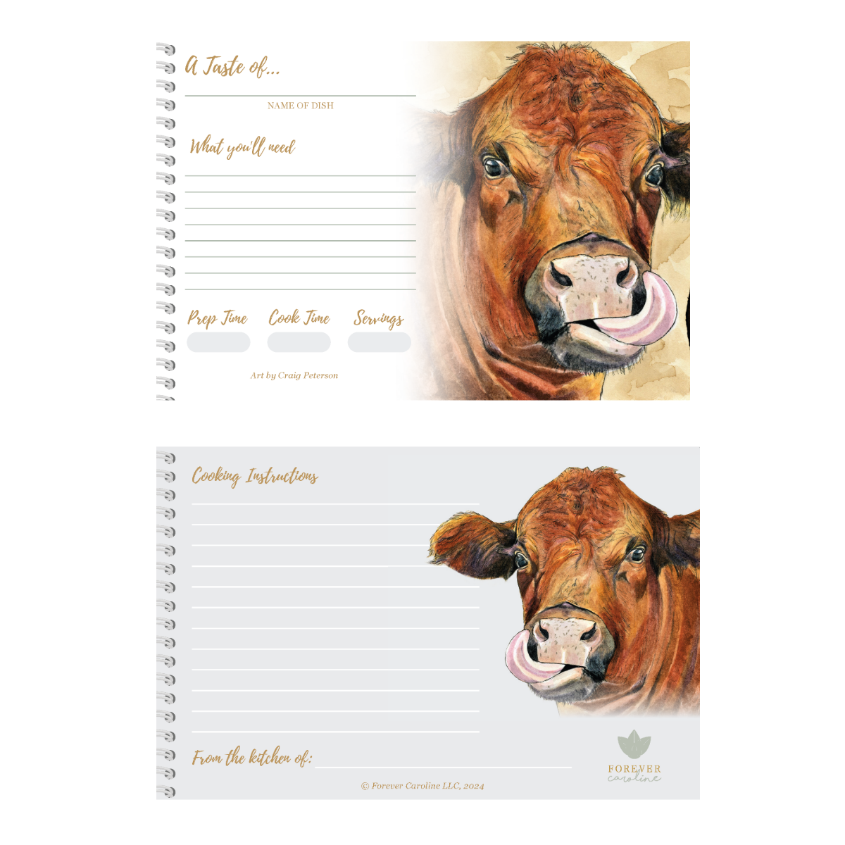 Cow Recipe Card Set