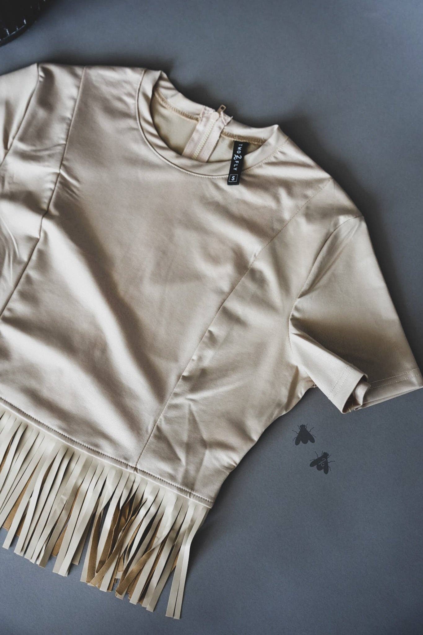 Faux Leather Sand Fringe Top