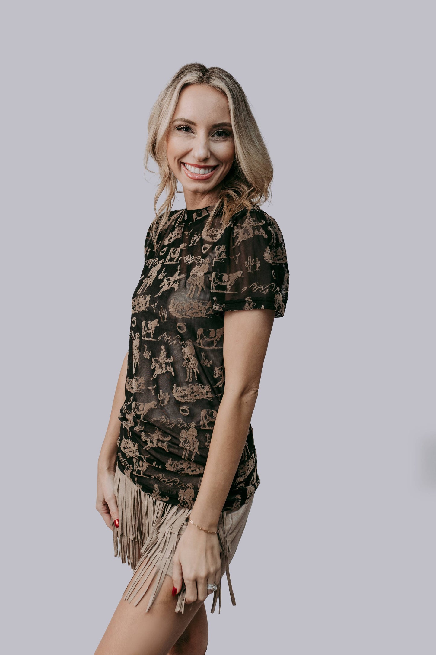 Puff Short Sleeve Western Mesh