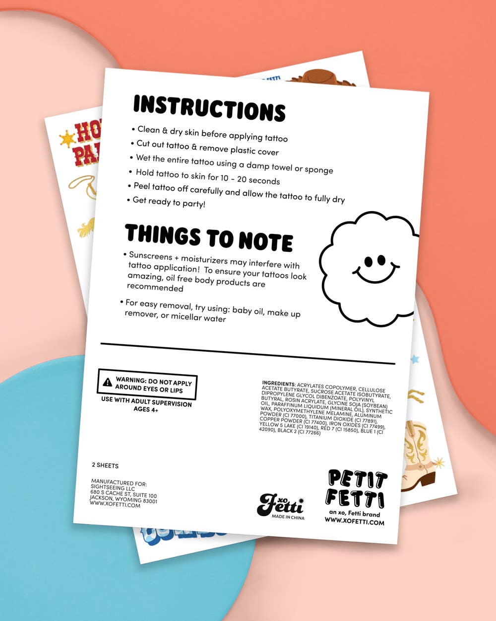 Wild Wild West Tats - 52 temporary tattoos, western kids