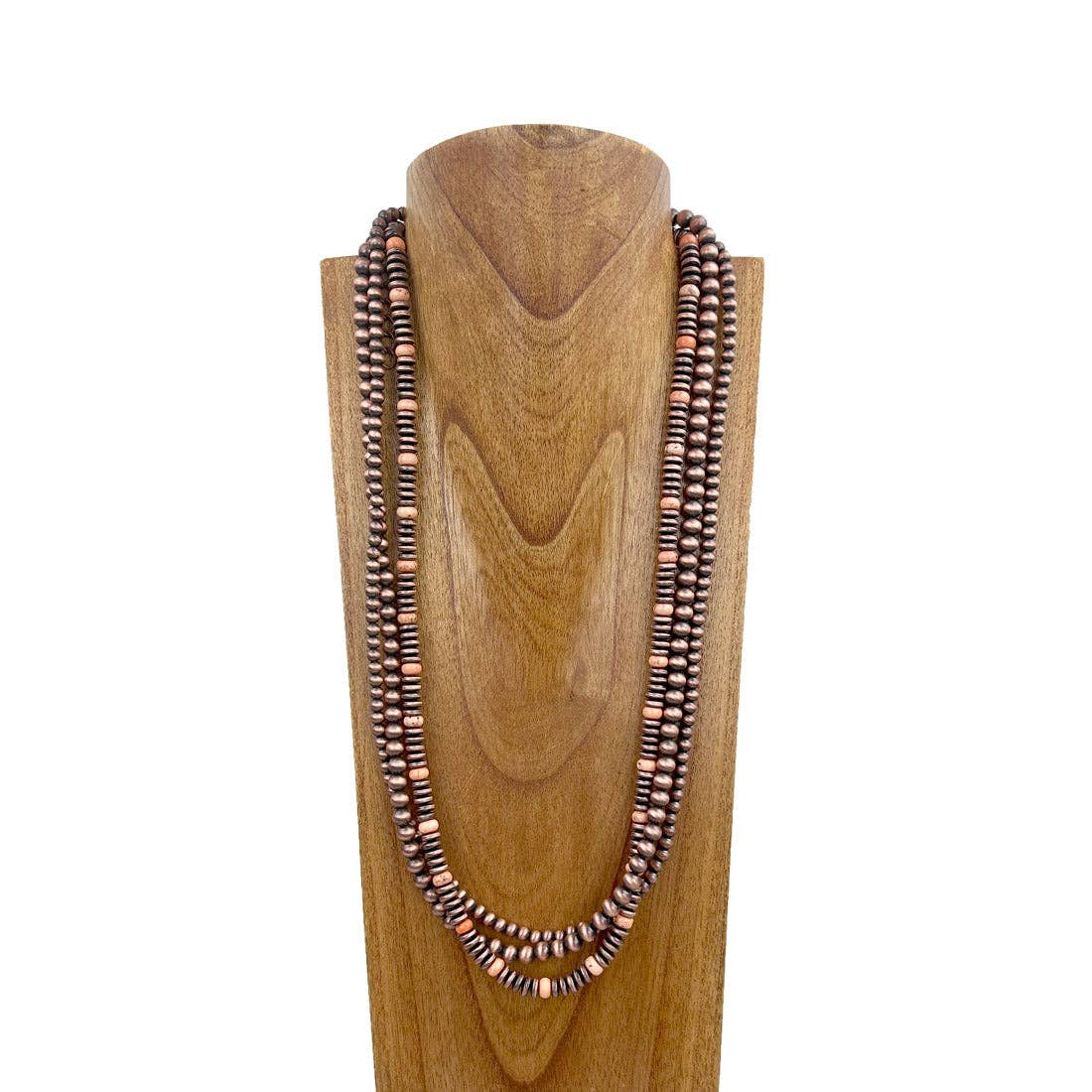 Copper Navajo Pearls with Orange Stone Beads Necklace