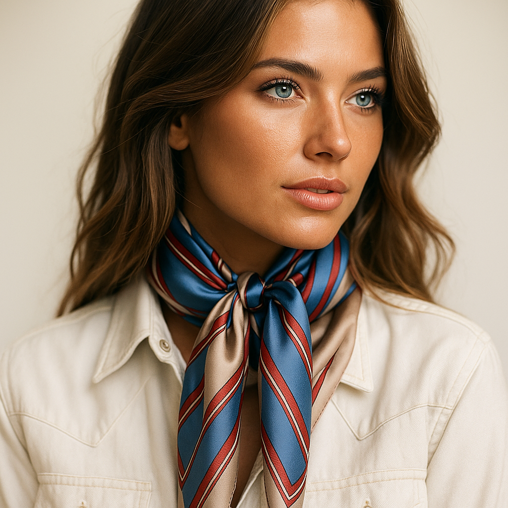 Blue and Burgundy Stripes Wild Rag