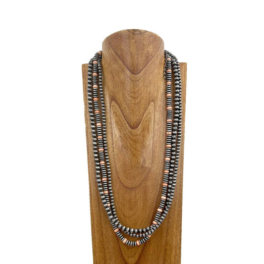 Faux Navajo Pearls with Orange Stone Bead Necklace