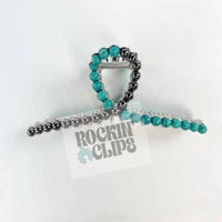 Half Pearl Turquoise Claw Clip