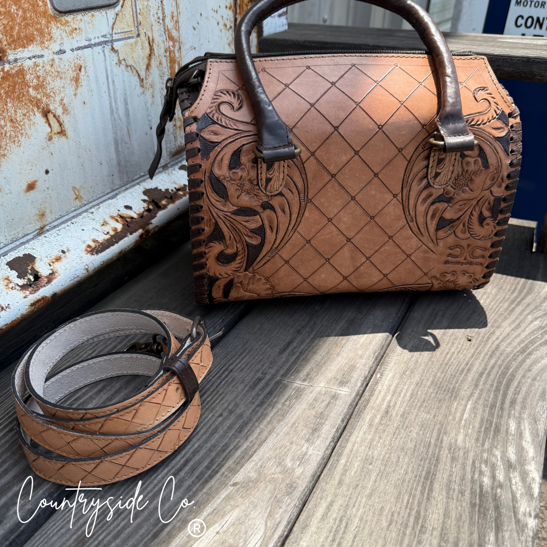 Saddlebrook Tooled Leather Speedy Bag
