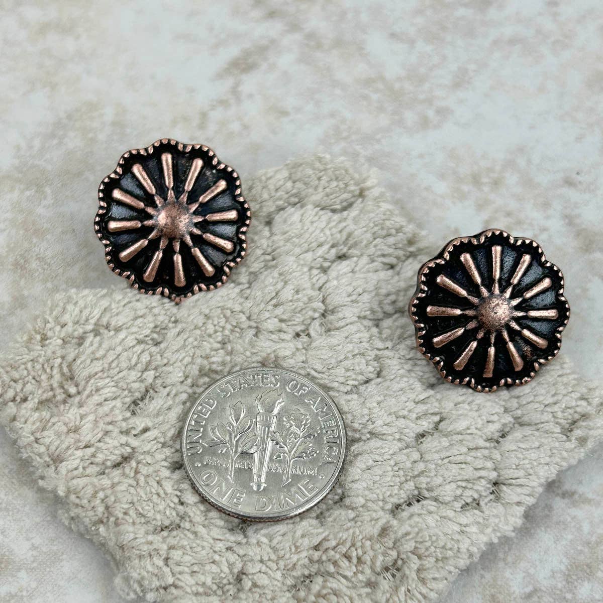 Copper Concho Post Earrings