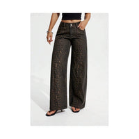 Leopard Print Wide Leg Jeans