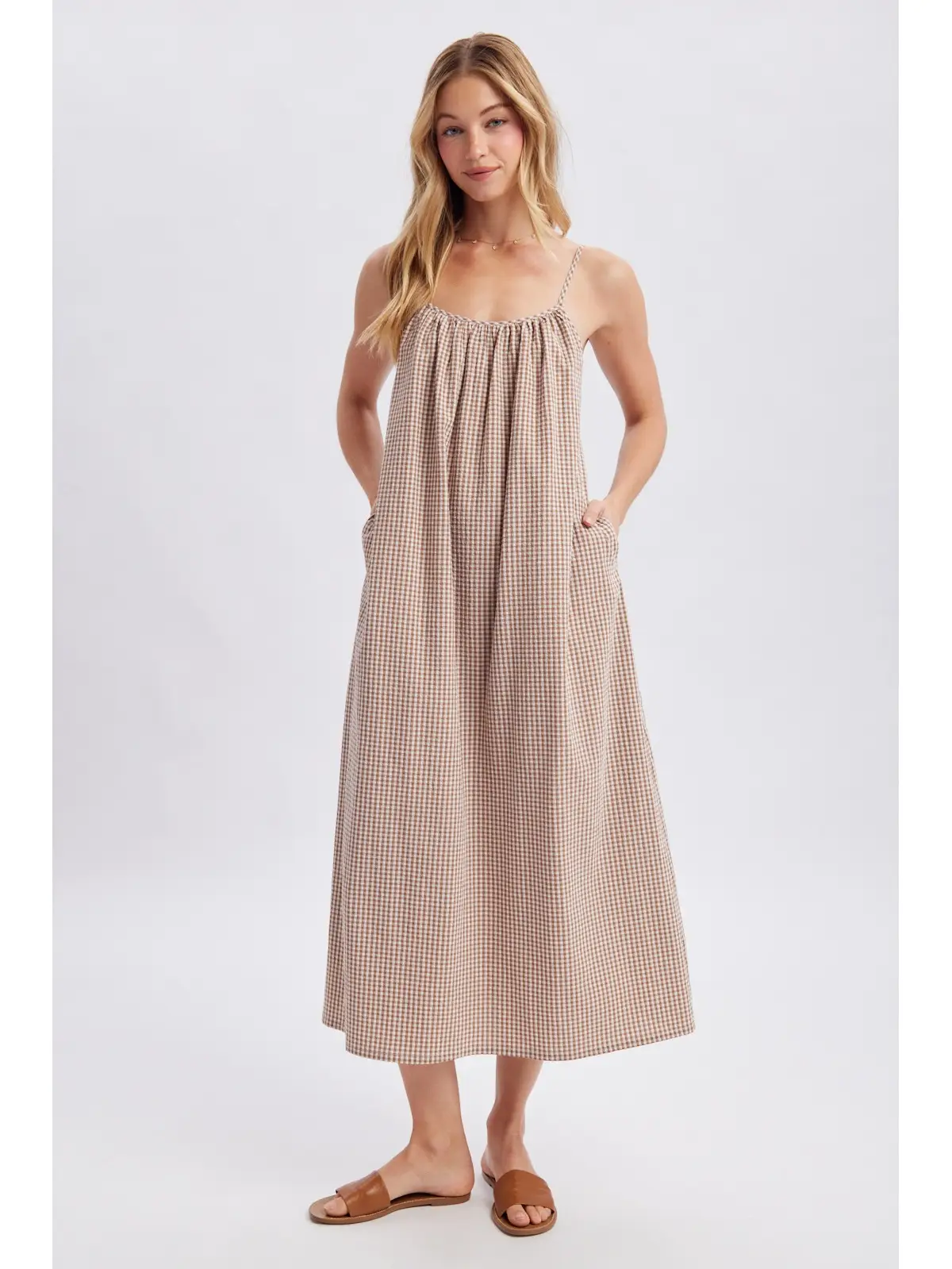 Gingham Cami Midi Dress
