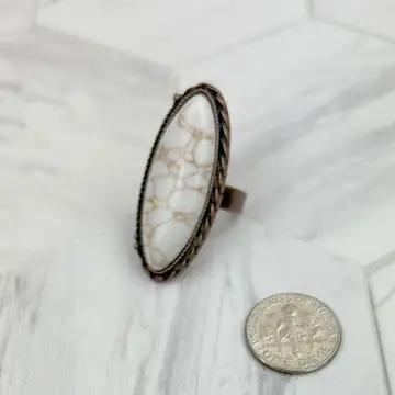 Copper with White Turquoise Oval Stone Ring