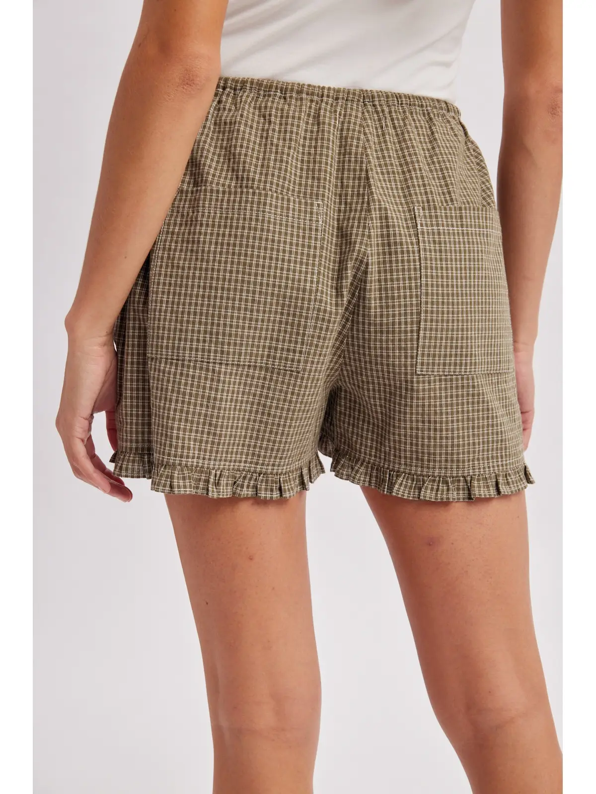 Plaid Ruffle Hem Shorts