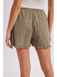 Plaid Ruffle Hem Shorts