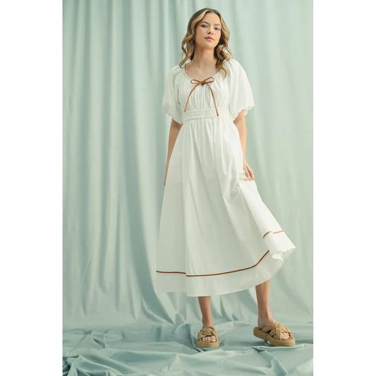 Balloon Sleeve Midi Dress