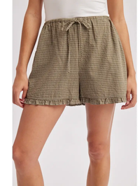 Plaid Ruffle Hem Shorts