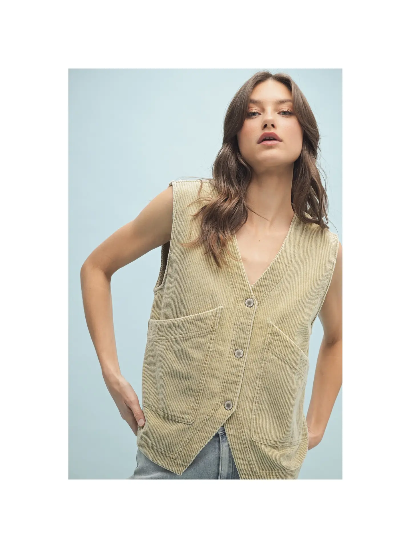 Corduroy Button-Up Vest