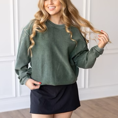 Olive Green Corded Crewneck