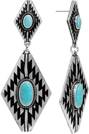 Western Aztec Diamond Shape Earring