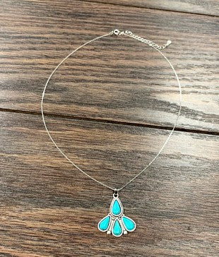 Four Stone Faux Turquoise Pendant Necklace