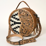 Floral Western Canteen Bag with Wool Saddle Blanket Tooled