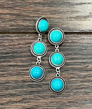 Triple Faux Turquoise Post Earring