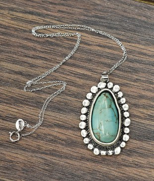 Faux Turquoise Pendant on Sterling Silver Chain