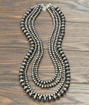 34" Four Strand Faux Navajo Bead Necklace