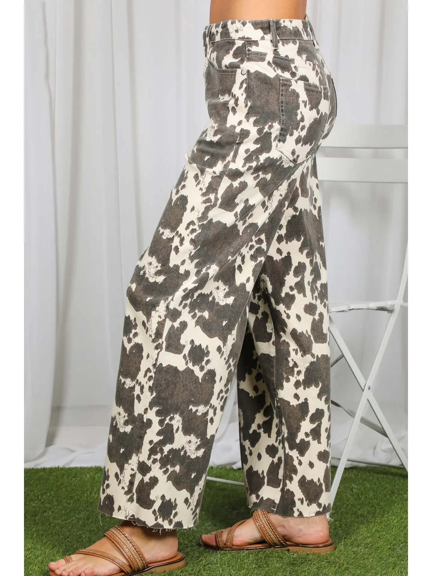 Cow Print Denim Pants