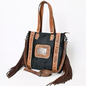 Western Cowhide Tote with Tooled Leather