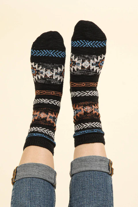 Black Aztec Crew Sock