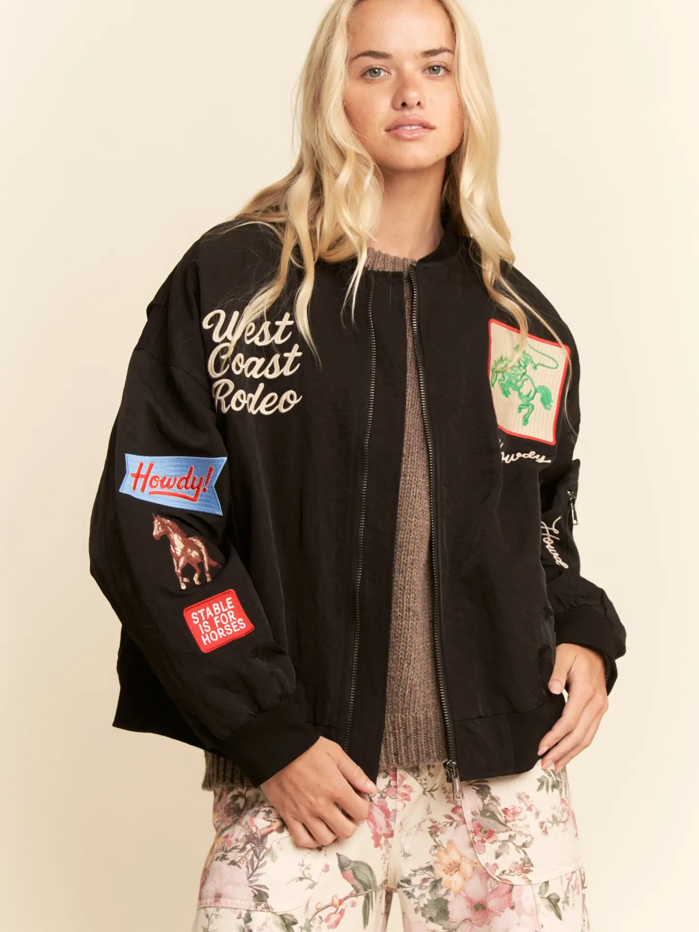 Embroidered Western Bomber Jacket