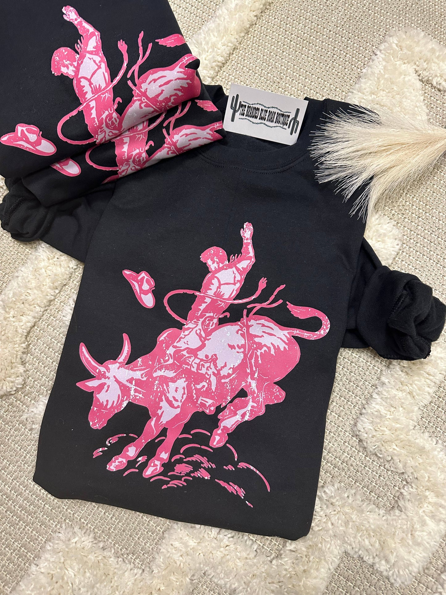 Pink Bull Rider Crewneck